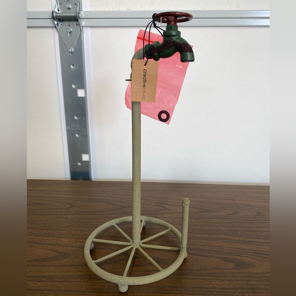 Creative co-op rustic metal faucet paper towel holder